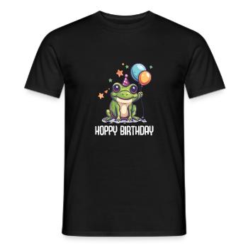 Frosch Happy Birthday Hoppy Birthday Cute Frog - Männer T-Shirt - Schwarz - Vorne - AI Model Male 178 light (178cm)