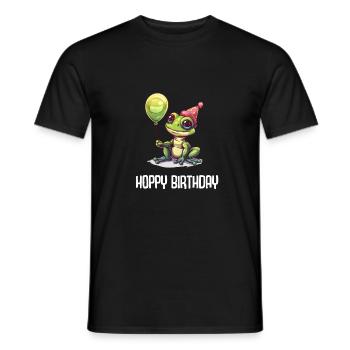 Frosch Happy Birthday Hoppy Birthday Cute Frog - Männer T-Shirt - Schwarz - Vorne - AI Model Male 178 light (178cm)