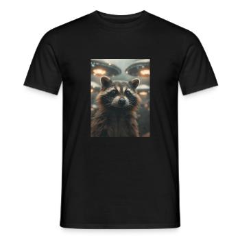 Lustiges Waschbär UFO Alien Raccoon Weirdcore - Männer T-Shirt - Schwarz - Vorne - AI Model Male 178 light (178cm)