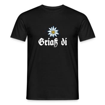 Griaß di - Alpen Edelweiß Gruß aus Bayern - Männer T-Shirt - Schwarz - Vorne - AI Model Male 178 light (178cm)