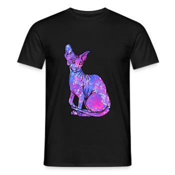 Sphynx Katze haarlos Galaxy Kitty - Männer T-Shirt - Schwarz - Vorne - AI Model Male 178 light (178cm)