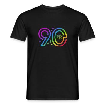 90er Jahre - bunter Regenbogen - retro - Männer T-Shirt - Schwarz - Vorne - AI Model Male 178 light (178cm)