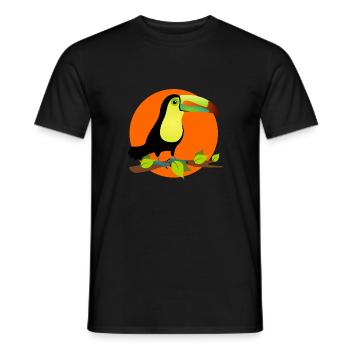 toucan exotique sous les tropiques devant un soleil - T-shirt homme - noir - Devant - AI Model Male 178 light (178cm)