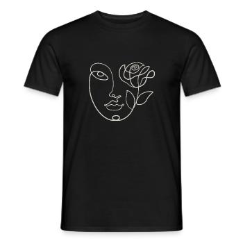 One Line Art - Gesicht mit Rose - minimalistisch - Männer T-Shirt - Schwarz - Vorne - AI Model Male 178 light (178cm)