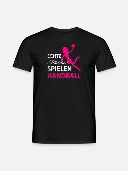 Echte Maedchen spielen Handball - Männer T-Shirt - Schwarz