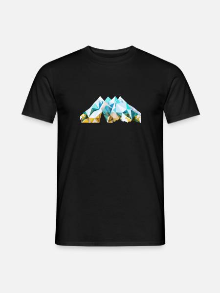 Chaîne de montagnes abstraite avec glacier dans la nature - T-shirt homme - noir