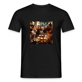 Chats & Chiens Boivent Bière - T-shirt homme - noir - Devant - AI Model Male 178 light (178cm)