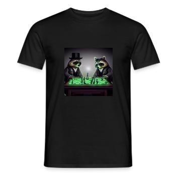 Deux ratons laveurs jouant aux échecs - T-shirt homme - noir - Devant - AI Model Male 178 light (178cm)