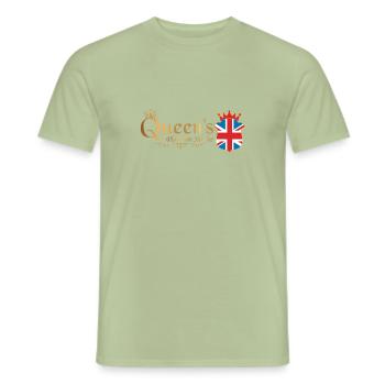British Queen Monarchy Platinum Jubilee 70th yr - Men's T-Shirt - sage - Front - AI Model Male 178 light (178cm)
