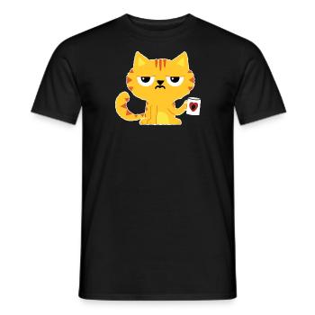 Cat - cat of coffee - drinking coffee caffeine - Men's T-Shirt - black - Front - AI Model Male 178 light (178cm)