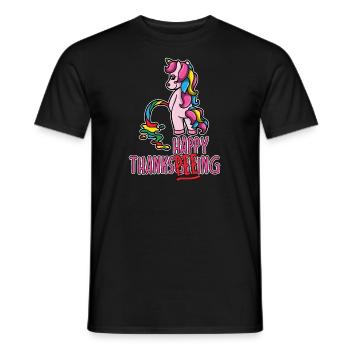 Chemise de licorne de Thanksgiving Happy ThanksPEEing Funny Pun Pun - T-shirt homme - noir - Devant - AI Model Male 178 light (178cm)