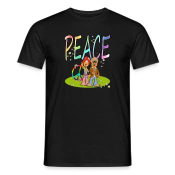 Peace for all hippies - Men's T-Shirt - black - Front - AI Model Male 178 light (178cm)