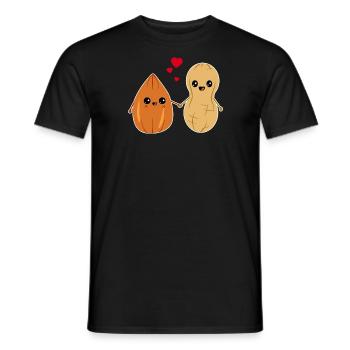 Fell in love with nuts almond peanut couples love - Men's T-Shirt - black - Front - AI Model Male 178 light (178cm)