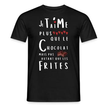 Cadeau humour Saint Valentin plus que le chocolat - T-shirt homme - noir - Devant - AI Model Male 178 light (178cm)