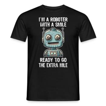 Roboter with a smile Kinder Fantasie Kreativität - Männer T-Shirt - Schwarz - Vorne - AI Model Male 178 light (178cm)