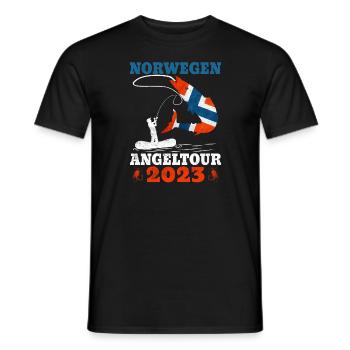 Norwegen Angeltour 2023 Angeln in Norwegen - Männer T-Shirt - Schwarz - Vorne - AI Model Male 178 light (178cm)