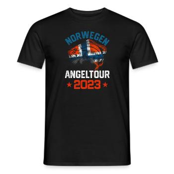Norwegen Angeltour 2023 Angeln in Norwegen - Männer T-Shirt - Schwarz - Vorne - AI Model Male 178 light (178cm)