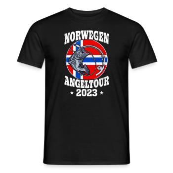 Norwegen Angeltour 2023 Angeln in Norwegen - Männer T-Shirt - Schwarz - Vorne - AI Model Male 178 light (178cm)