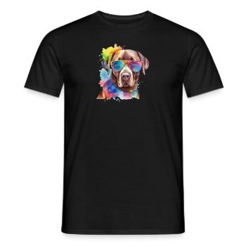 Chien brun Labrador Retriever avec lunettes de soleil - T-shirt homme - noir - Devant - AI Model Male 178 light (178cm)