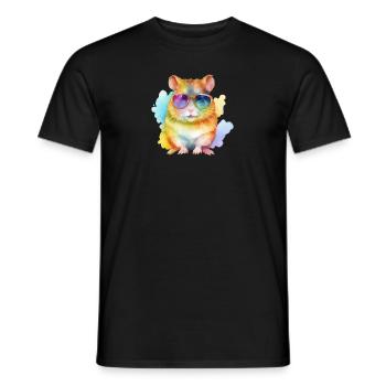 Cooler und bunter Hamster mit Sonnenbrille - Männer T-Shirt - Schwarz - Vorne - AI Model Male 178 light (178cm)