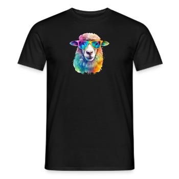 Buntes cooles Schaf mit Sonnenbrille - Männer T-Shirt - Schwarz - Vorne - AI Model Male 178 light (178cm)