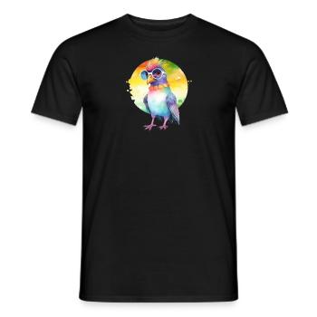Bunte coole Taube mit Sonnenbrille - Männer T-Shirt - Schwarz - Vorne - AI Model Male 178 light (178cm)