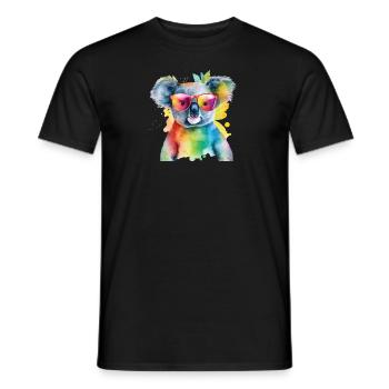 Colorful cool koala with sunglasses - Men's T-Shirt - black - Front - AI Model Male 178 light (178cm)