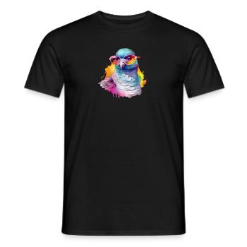 Bunte coole Taube mit Sonnenbrille - Männer T-Shirt - Schwarz - Vorne - AI Model Male 178 light (178cm)