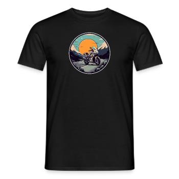 Motorrad Tour Landschaft Motorradfahrer Biker - Männer T-Shirt - Schwarz - Vorne - AI Model Male 178 light (178cm)