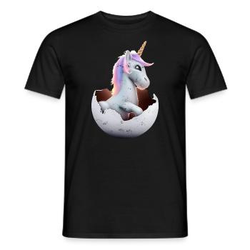 Baby Einhorn schlüpft aus Ei - Männer T-Shirt - Schwarz - Vorne - AI Model Male 178 light (178cm)