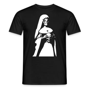 Captivate with the Supernatural in Horror Nun, Sa - Men's T-Shirt - black - Front - AI Model Male 178 light (178cm)