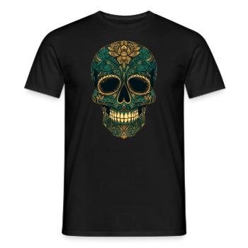 Tag der Toten Totenschädel Zuckerschädel Totenfest - Männer T-Shirt - Schwarz - Vorne - AI Model Male 178 light (178cm)