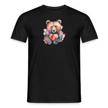 Mignon mignon Brown Bear Heart Love Teddy - T-shirt homme - noir - Devant - AI Model Male 178 light (178cm)