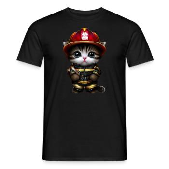 Fire Brigade Cat - Men's T-Shirt - black - Front - AI Model Male 178 light (178cm)