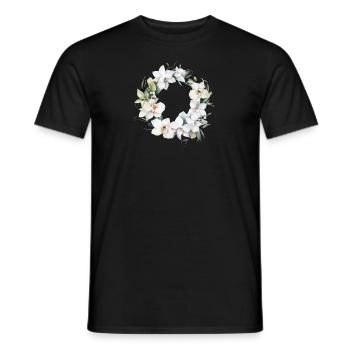 Plants Flower Wreath Blossoms Orchid White Wedding - Men's T-Shirt - black - Front - AI Model Male 178 light (178cm)