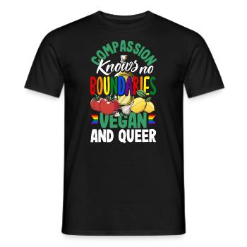 Compassion knows no boundaries - vegan and queer - Men's T-Shirt - black - Front - AI Model Male 178 light (178cm)