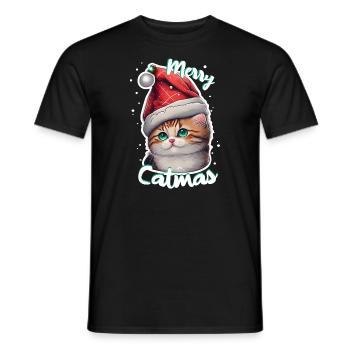 Merry Catmas - Men's T-Shirt - black - Front - AI Model Male 178 light (178cm)
