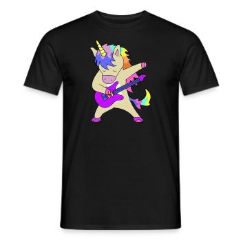 Einhorn mit Gitarre | lustige Bilder, Konzert - Männer T-Shirt - Schwarz - Vorne - AI Model Male 178 light (178cm)