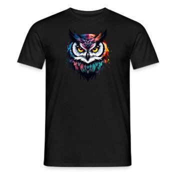 Owl Cool Colorful Feathers Cool Cool Bird - Men's T-Shirt - black - Front - AI Model Male 178 light (178cm)