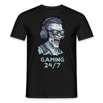Gaming 24/7 - Men's T-Shirt - black - Front - AI Model Male 178 light (178cm)