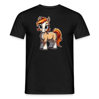 Cute little pony - Men's T-Shirt - black - Front - AI Model Male 178 light (178cm)