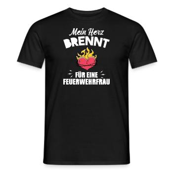 Mein Herz brennt für eine Feuerwehrfrau - Männer T-Shirt - Schwarz - Vorne - AI Model Male 178 light (178cm)