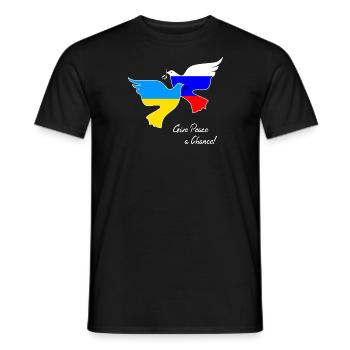 Peace - Ukraine Russia Peace Doves of Peace - Men's T-Shirt - black - Front - AI Model Male 178 light (178cm)