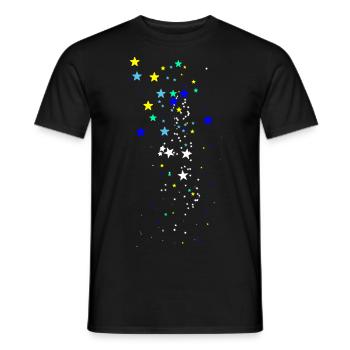 Bunte Sterne, Sterne,stern, blau, gelb - Männer T-Shirt - Schwarz - Vorne - AI Model Male 178 light (178cm)