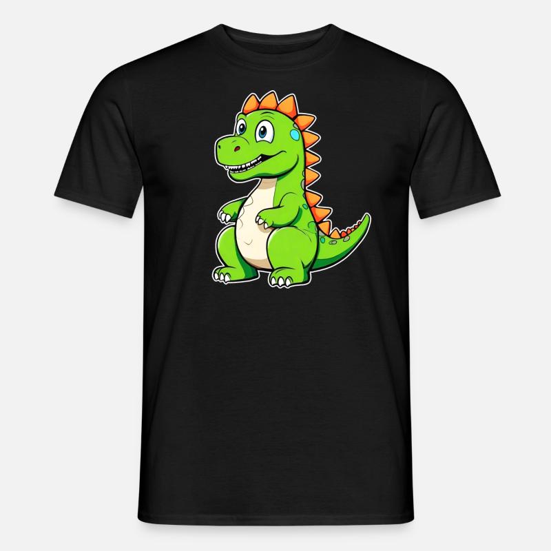 Niedlicher Comic Dinosaurier - Männer T-Shirt - Schwarz