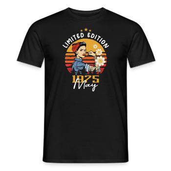 Légendaire depuis mai 1975 - mai 1975 Anniversaire 1975 - T-shirt homme - noir - Devant - AI Model Male 178 light (178cm)
