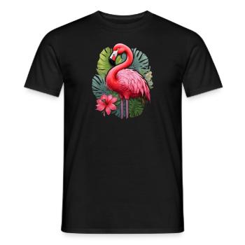 Flamingo mit tropischen Blättern - Männer T-Shirt - Schwarz - Vorne - AI Model Male 178 light (178cm)