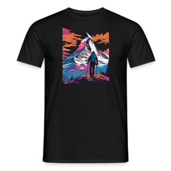 On the way to the Matterhorn mountain Zermatt Switzerland - Men's T-Shirt - black - Front - AI Model Male 178 light (178cm)