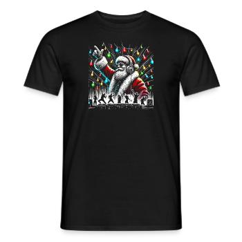 DJ Santa Claus Party Vibes – Fun Christmas Design - Men's T-Shirt - black - Front - AI Model Male 178 light (178cm)