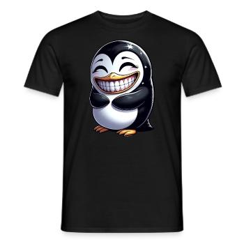 Cute Penguin Showing Teeth Cartoon Laughing - Men's T-Shirt - black - Front - AI Model Male 178 light (178cm)